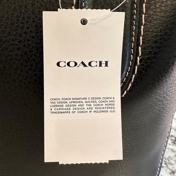 Coach Black Pebble Leather Derby Tote New with Tags Burgundy Red Interior - Picture 14 of 16